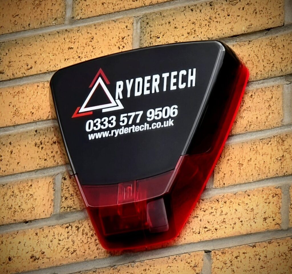 bellbox A photo of a Rydertech branded bell box for an alarm system